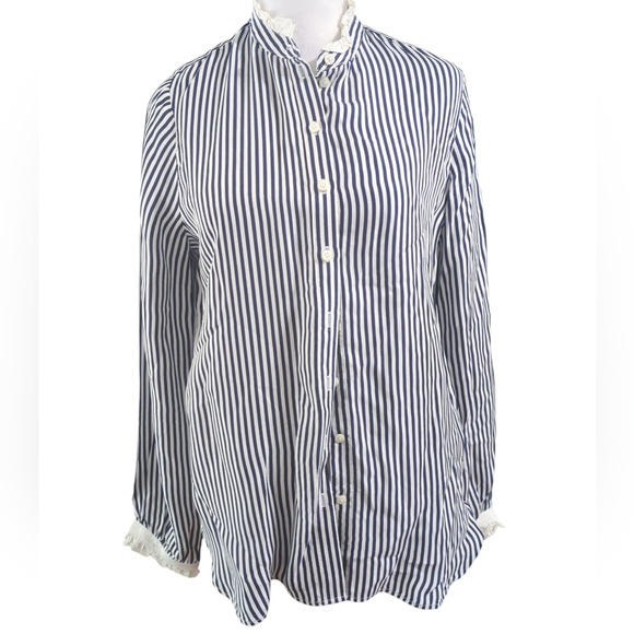 J. Crew Tops - J. Crew Navy and White Striped Shirt / BLOUSE Size Xs